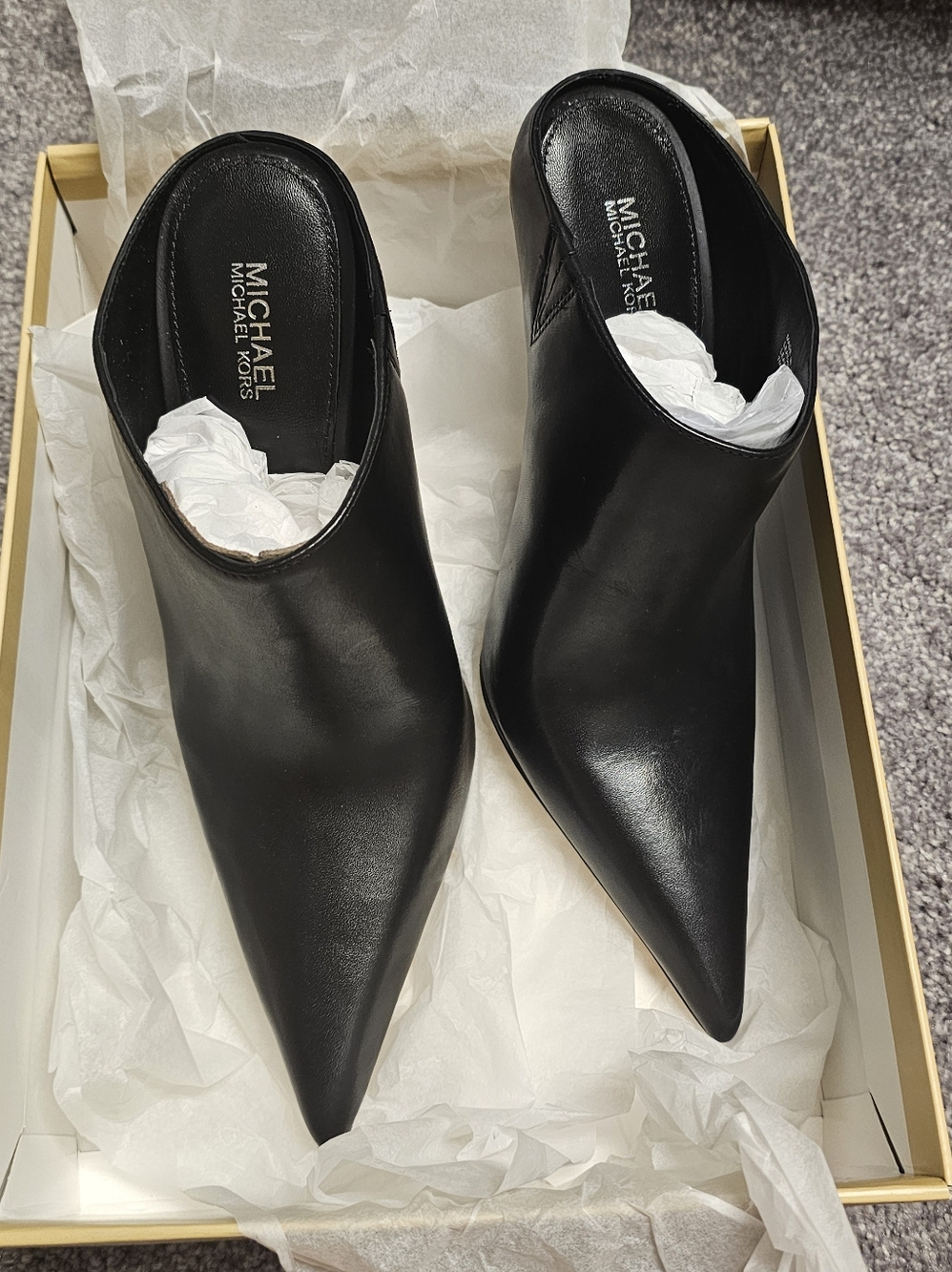 New Michael Kors Halle Leather Mule Pump Sz 7 - Picture 4 of 8
